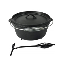 Pre-Seasoned Cast Iron Camping Dutch Oven with Three Legs